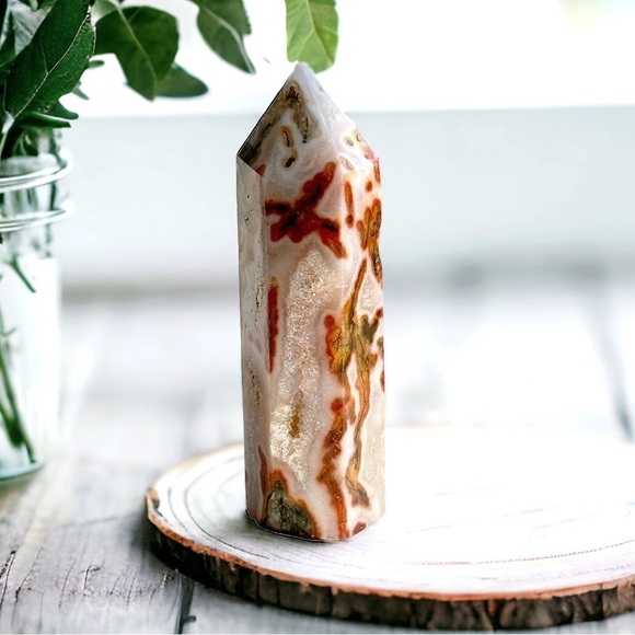 Healing Stones And Crystals Other - Red Aquatic Agate Madagascar Crystal Druzy Cave Gemstone Tower